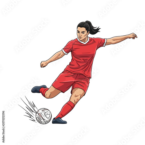 Foto Female Striker Taking Penalty Kick