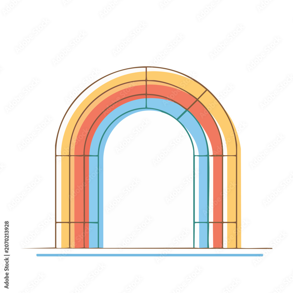 Fototapeta premium Colorful rainbow arch vector illustration