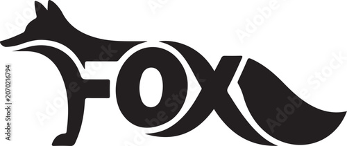 Foto Creative Fox Ribbon Typography Vector