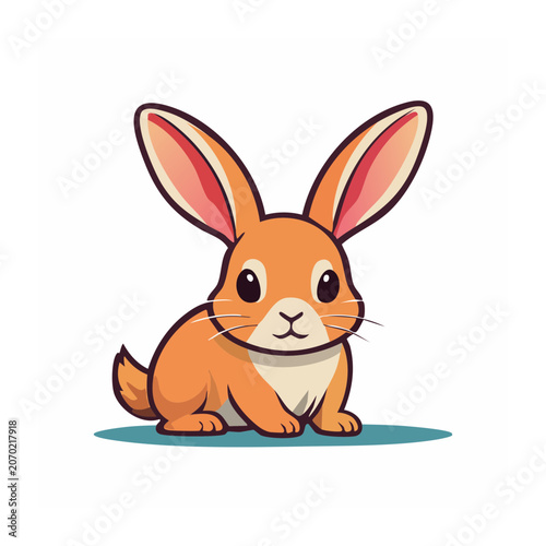 Cute cartoon rabbit sitting isolated vector illustration