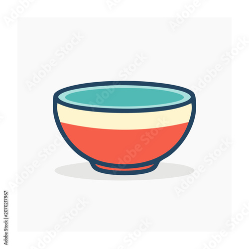 Flat design icon of a colorful bowl