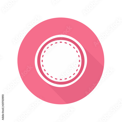 Pink circular button with white ring outline