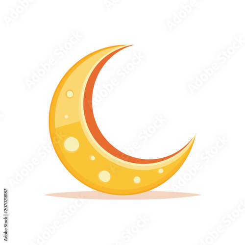 Yellow crescent moon vector illustration