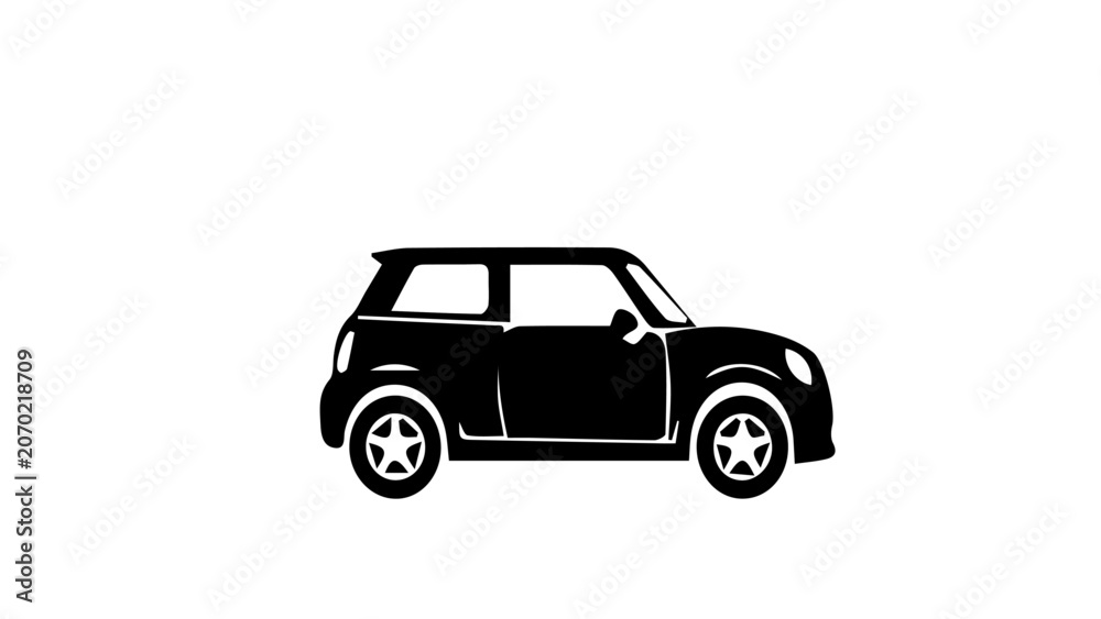 Obraz premium Black car icon, vehicle silhouette, transportation symbol, minimalist design