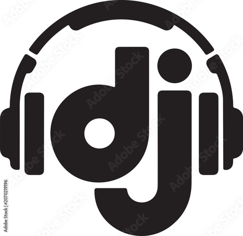Modern DJ Headphone Typography Vector
