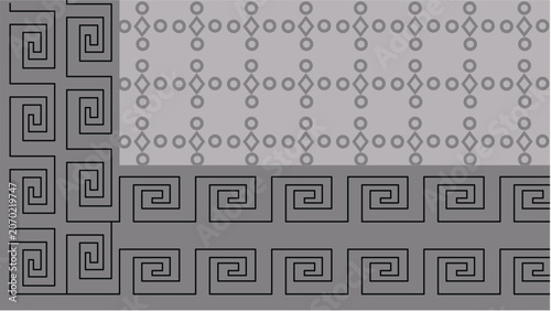 Photos Greek key border vector with classical meander motif framing circular lattice of