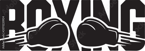 Tableau sur toile Athletic Boxing Gloves Typography Vector