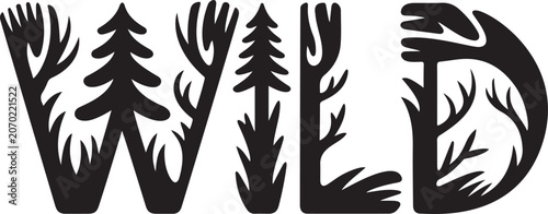 Bold Wild Forest Typography Vector