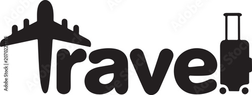 Minimalist Travel Airplane Typography Vector