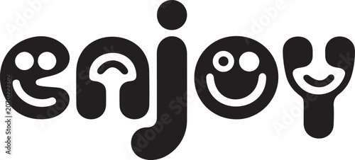 Playful Enjoy Emoji Typography Vector