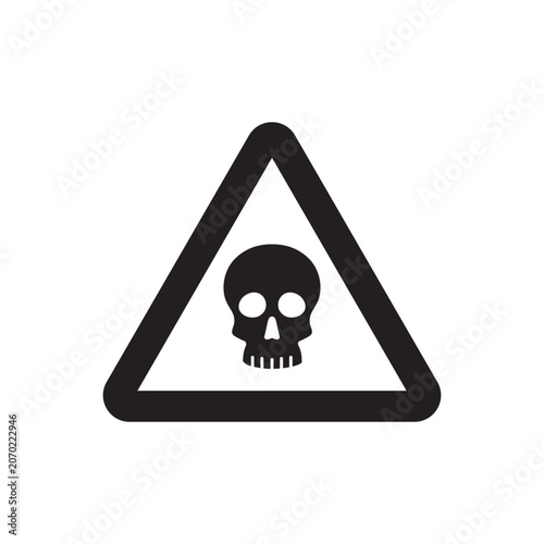 Poison bio hazard  vector logo design element. Caution warning symbol concept. Scull sign. Power fast speed logotype