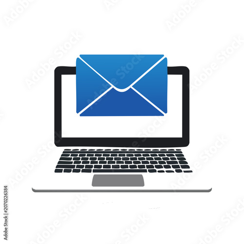 Email icon on laptop vector illustration