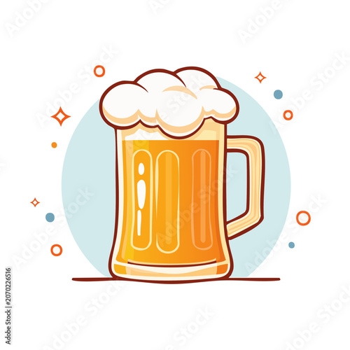 Flat illustration of a beer mug with foam
