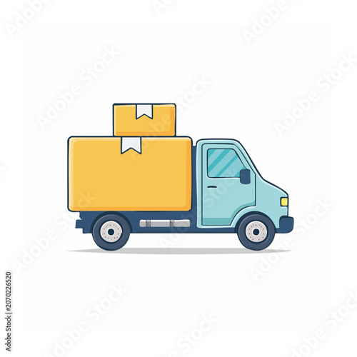 Flat illustration of a delivery truck with boxes