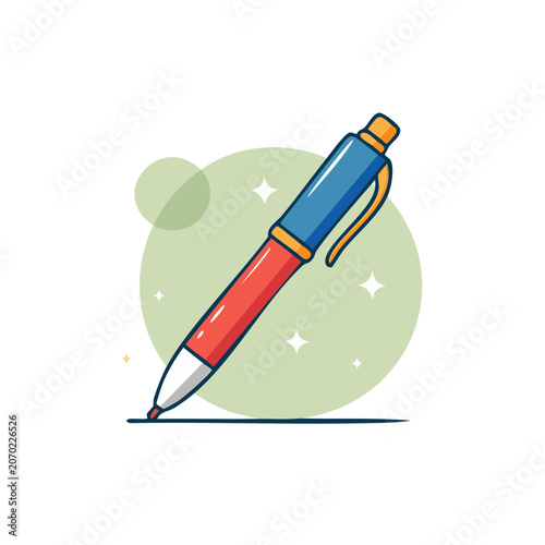 Flat illustration of a fountain pen with ink