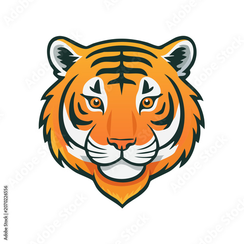 Flat illustration of a tiger head with stripes