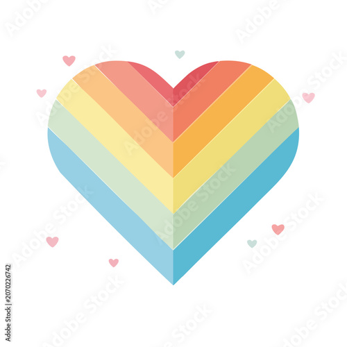 Rainbow striped heart vector illustration
