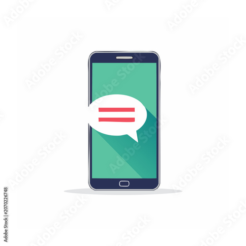 Smartphone with chat bubble and message icon