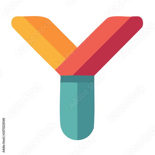 Flat design letter Y icon with gradient colors