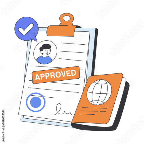 Editable design illustration of visa approved 