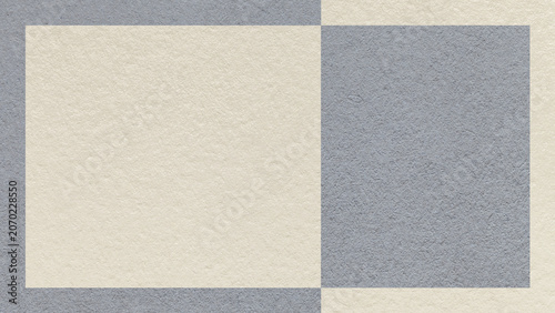 фотографія Textured gray, light beige paper background with frame and geometric panel