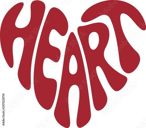 Groovy Heart Text Typography Vector