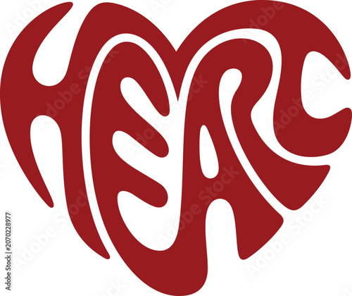 Retro Heart Shape Typography Vector