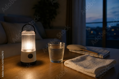 停電時のランタンと涼しい室内