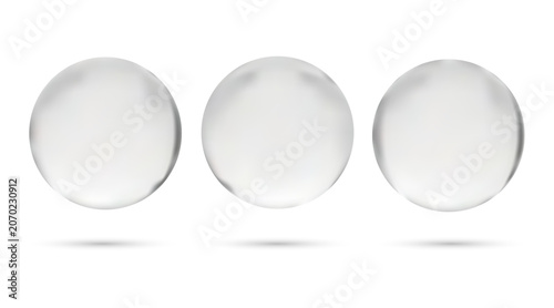 Transparent water drops isolated on white background. Vector realistic illustration.