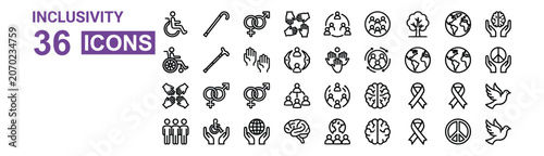 Inclusivity Icon Set Editable Stroke Line Symbols Collection For Diversity Equality Accessibility Community Support Human Rights And Global Awareness