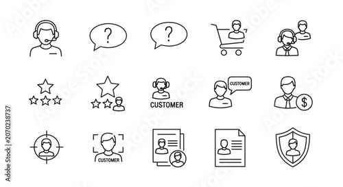 Customer service icons set for business