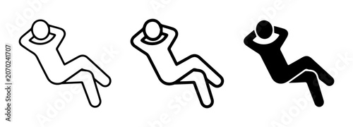 Quadro su tela Relaxing Person Icons, Lounge Pose Vector Graphics, Rest and Leisure Symbols