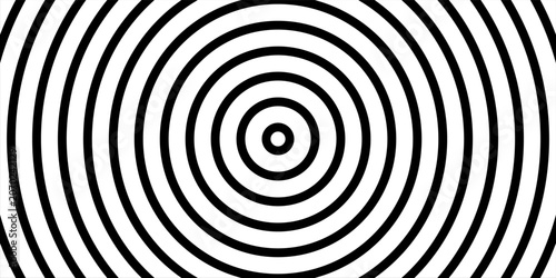 Black And White Concentric Circles Target Pattern With Hypnotic Optical Illusion And Abstract Background