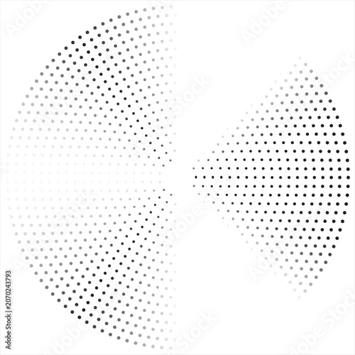 Monochrome Halftone Dot Pattern Abstract Background With Split Circular Geometric Design