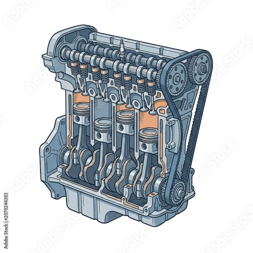 Obraz na płótnie Internal Combustion Engine Mechanical Engineering Diagram.