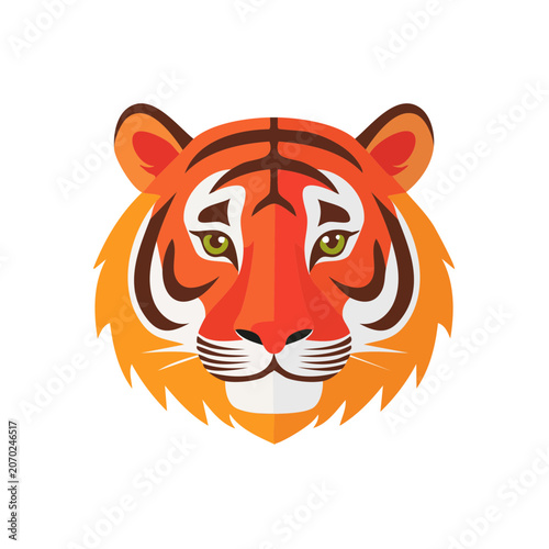 Flat illustration of a tiger head