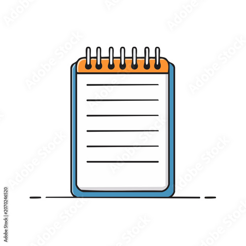 Flat illustration of a spiral notebook with lined paper