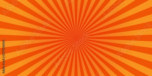 Retro orange sunburst background with radial rays