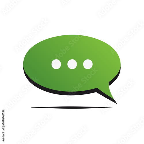Green speech bubble icon with three dots