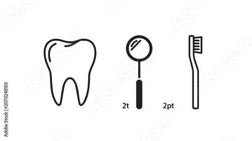 Minimal Dental Care Line Icons Collection