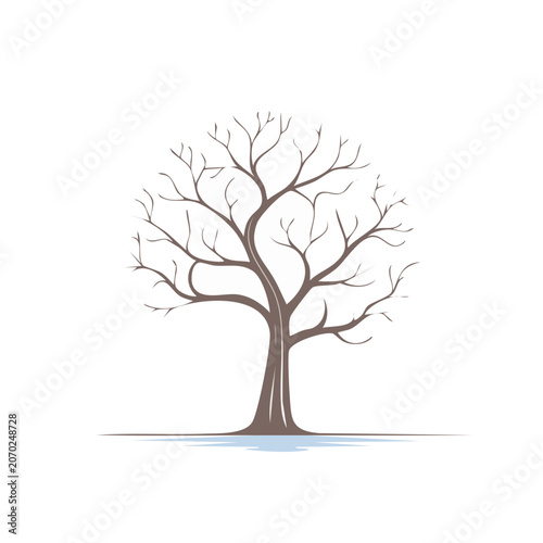 Bare tree with branches and roots vector illustration