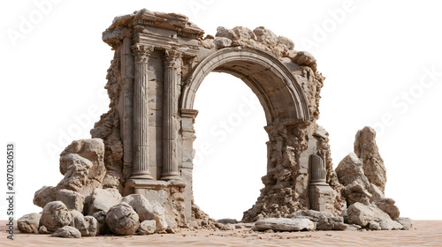 Ancient ruins arch isolated isolated on white background