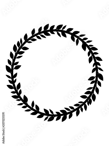 black leaf wreath silhouette circle border frame