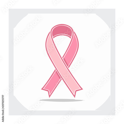 Pink awareness ribbon icon on white background