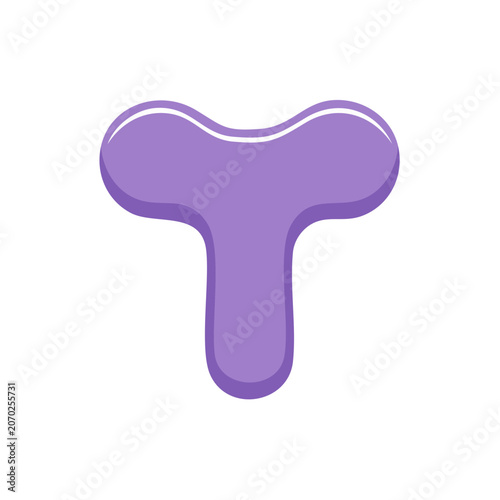 Purple Letter T Vector Icon
