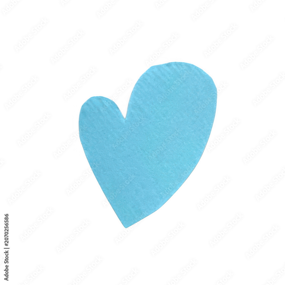 Fototapeta premium Simple light blue heart shape icon with a soft paper texture