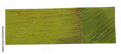 A Split Rectangular Panel Featuring Contrasting Horizontal Wood Grain And Diagonal Strokes