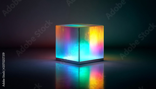Cube neon colors lamp multicolored cube generated.AI
