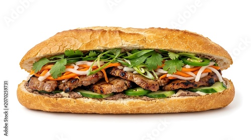 Freshly baked vegetarian sandwich with greens and tomatoes.