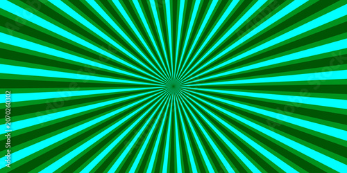 Retro sunburst background with green and cyan rays